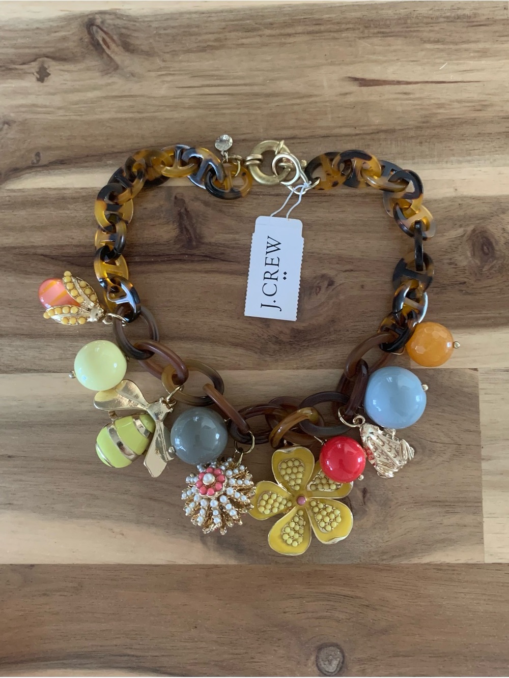 J crew Jcrew Storybook charm resin tortoise necklace vintage jewelry NWT
